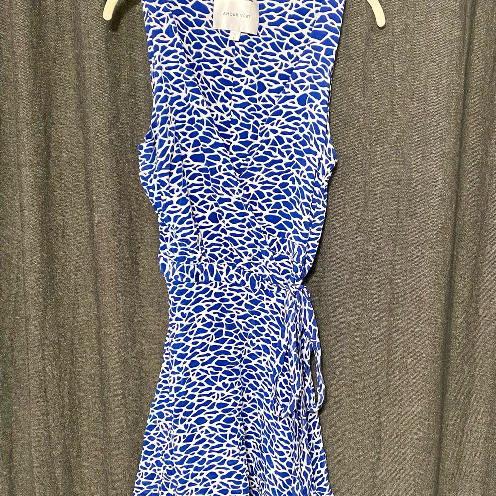 Amour Vert Vibrant Blue and White Dress